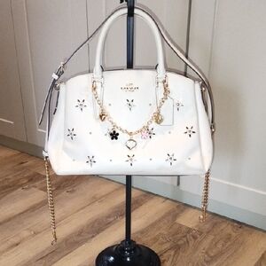 Coach #F72834 Crossgrain Leather Flower Motif Crossbody Satchel Bag